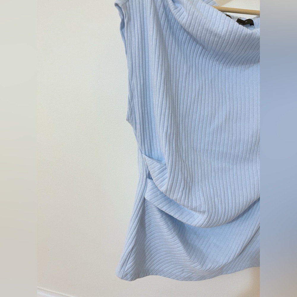 Marc New York Ribbed Cowl Neck Top | Elegant Minimal Sleeveless Top | Size L - Picture 5 of 8